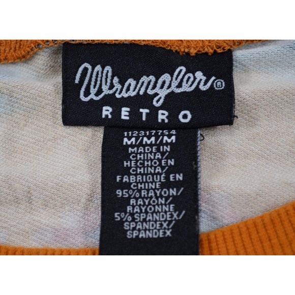 Wrangler Retro Top Shirt Womens Medium Pullover Yellow with Aztec Print - Picture 13 of 13